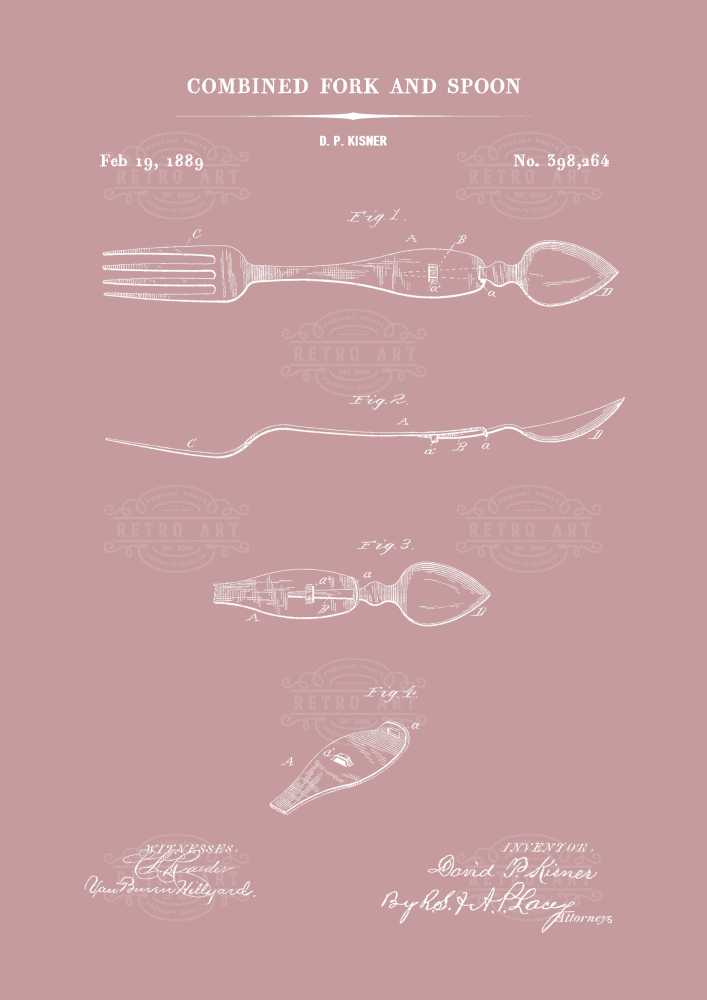 Combined Fork and Spoon Retro Art